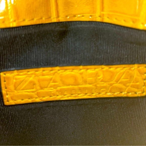 Zara Trafaluc Yellow Crocodile Embossed Texture Envelope Clutch/Wristlet Bag - Picture 5 of 6